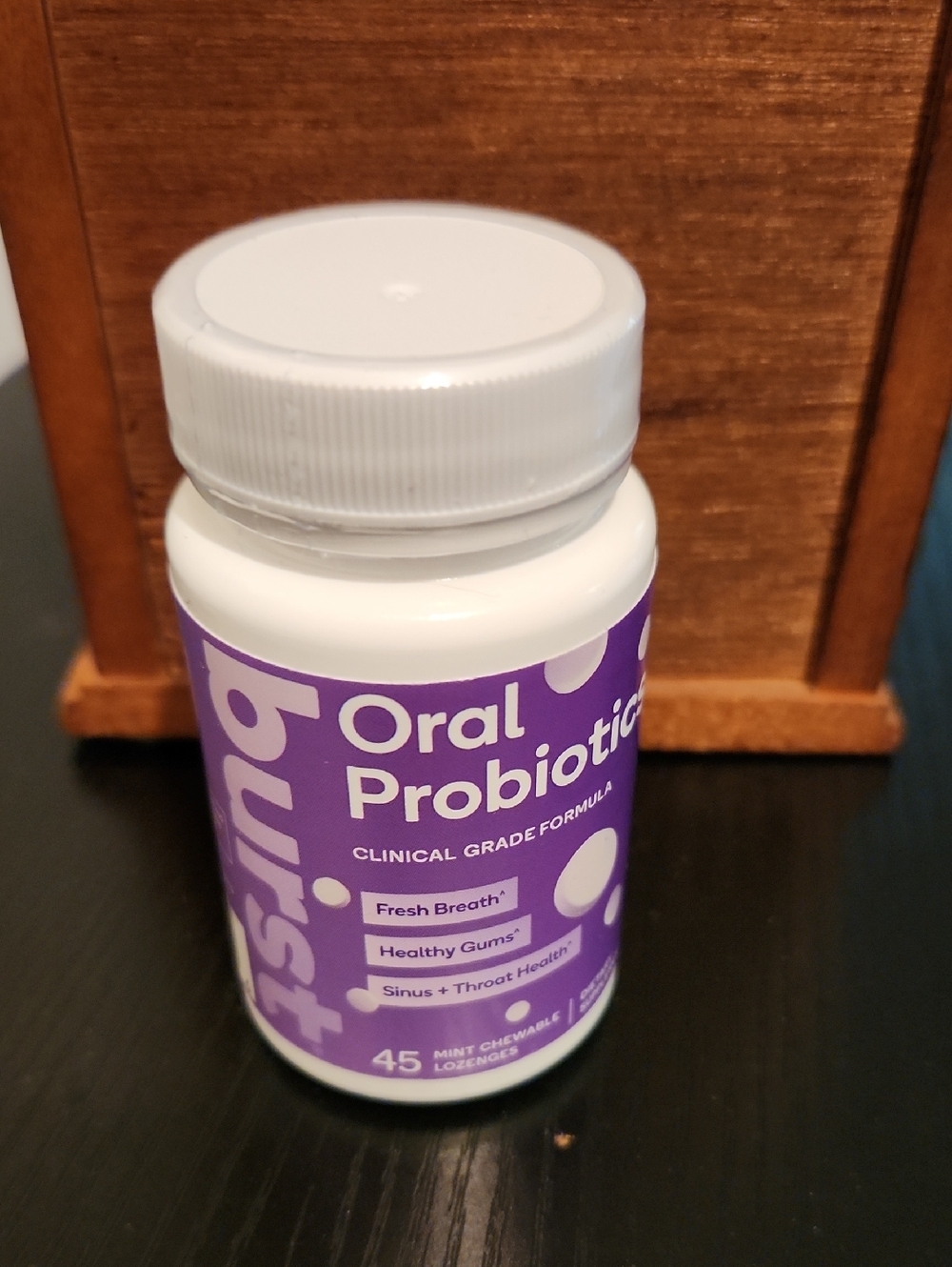 Oral Probiotic Mint Chewable Lozenges - Purple & White Bottle